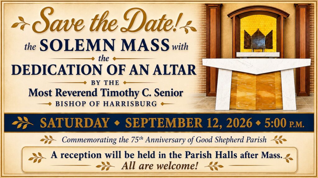 SAVE THE DATE — The Solemn Mass with the Dedication of an Altar