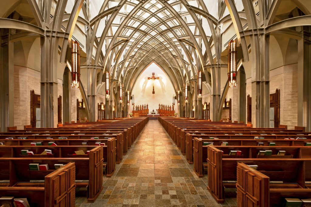 Interior of the Ave Maria Oratory at the intersection of Annunciation Circle &amp; Ave Maria Boulevard in Ave Maria, Florida on January 22, 2012. This photograph consists of five exposures blended together using HDR Pro Efex software to create a high dynamic range (HDR) image.