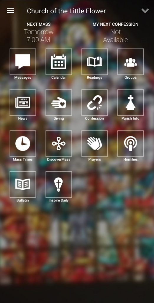 myParish App Home Screen