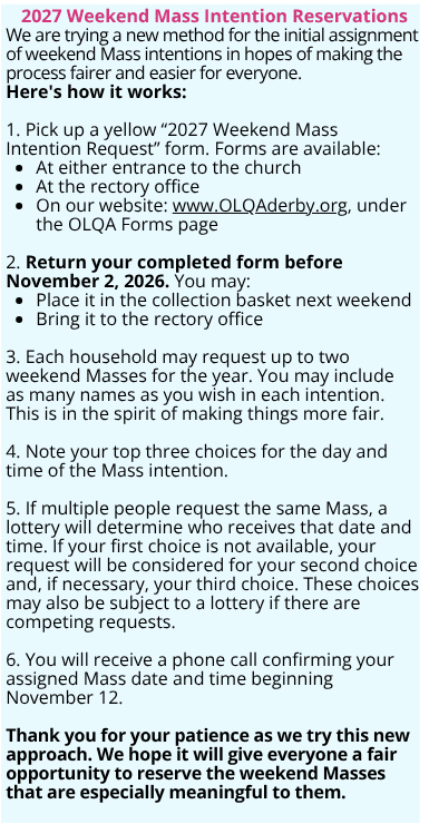 2027 Weekend Mass Intentions