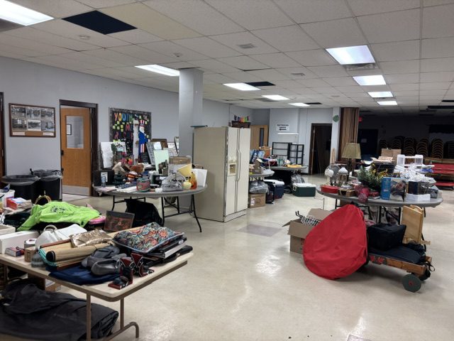 Furniture and other items available at the Knights of Columbus yard sale