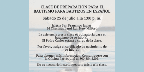 CLASE DE PREPARACIÓN PARA EL BAUTISMO PARA BAUTIZOS EN ESPAÑOL 7/25/26