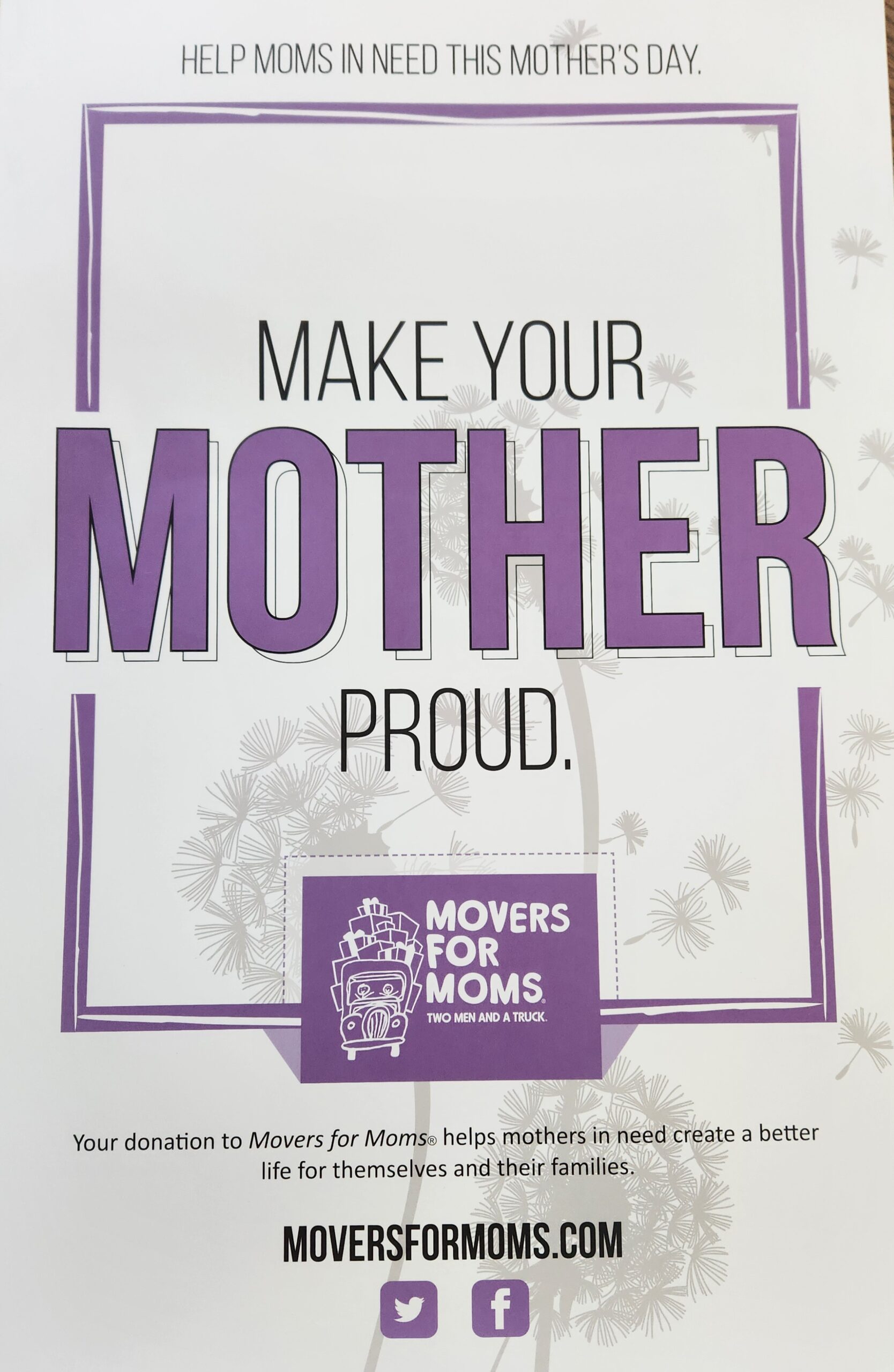 MOVERS FOR MOMS – DONATIONS FOR MRC