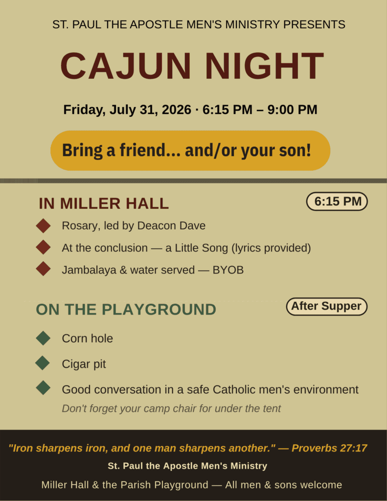Flyer for Men’s Ministry Social