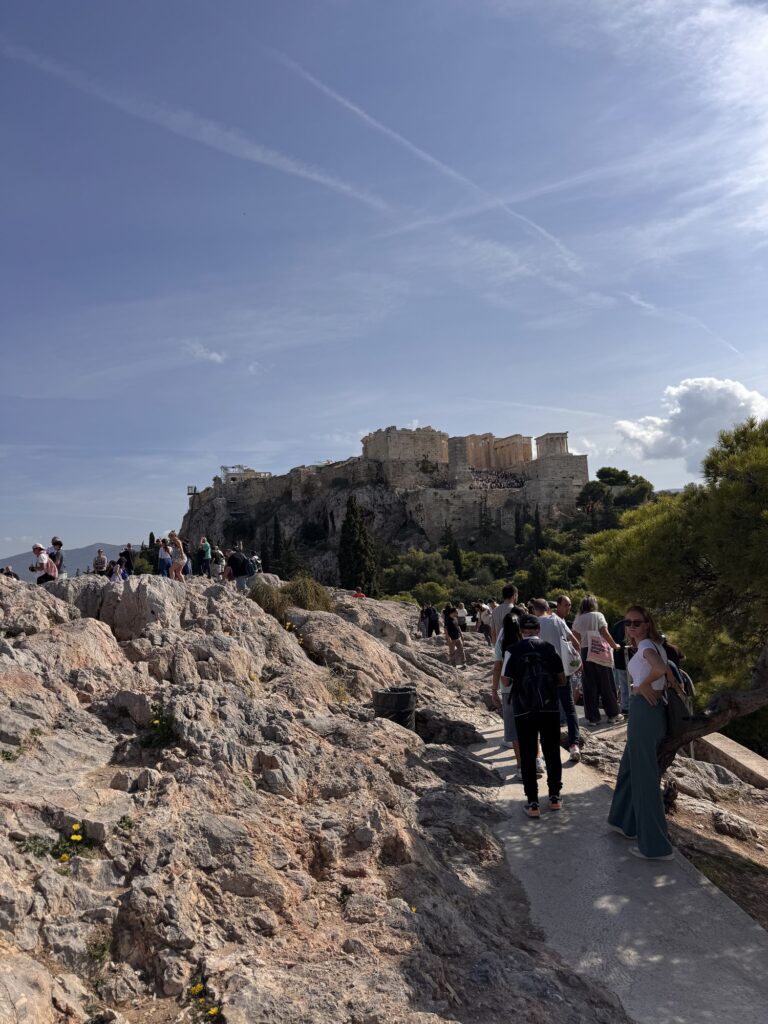 The Acropolis seen from the rocky top of the Areopagus