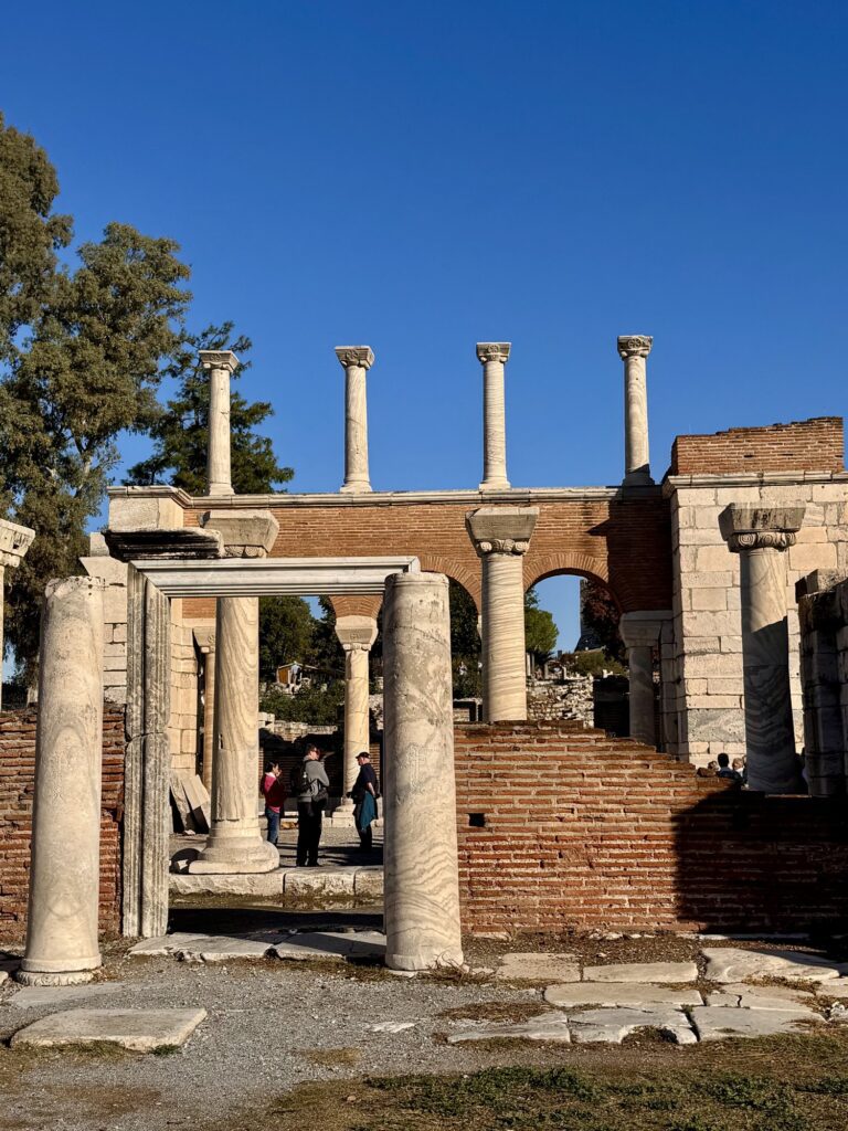 Columns and brick arches of the Basilica of St. John