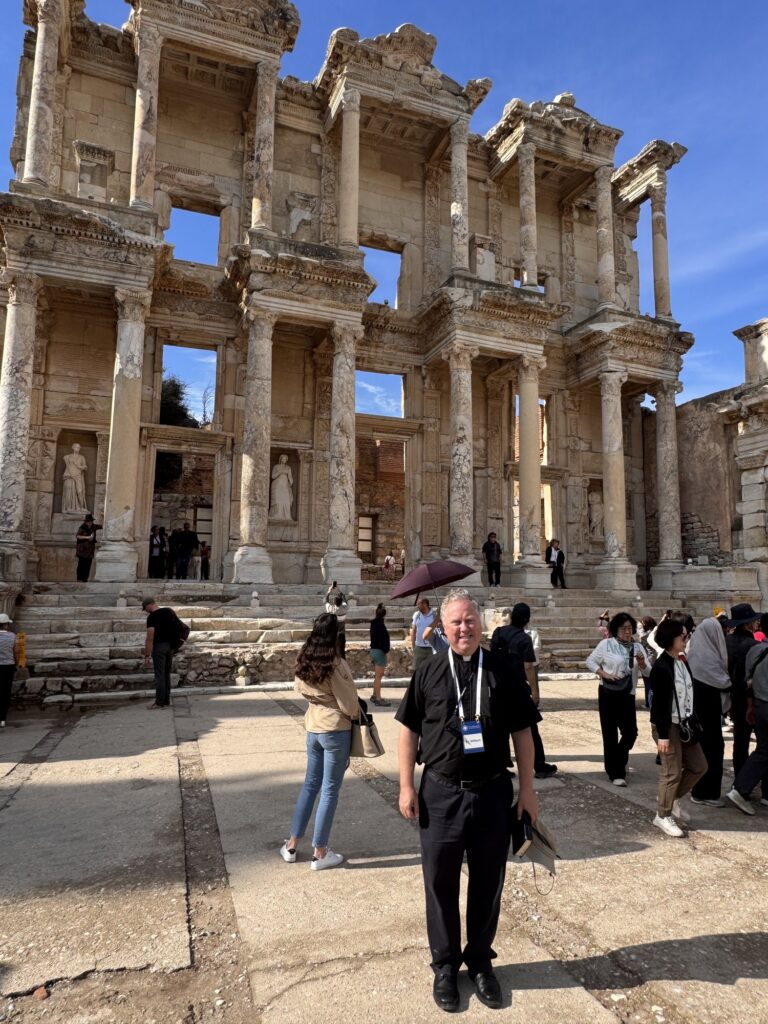 Fr. Jonathan Wilson in front of the Library of Celsus in Ephesus