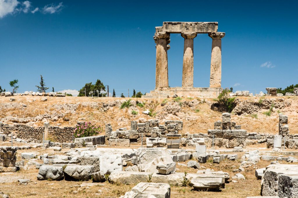 Ruins of the Temple of Apollo in ancient Corinth