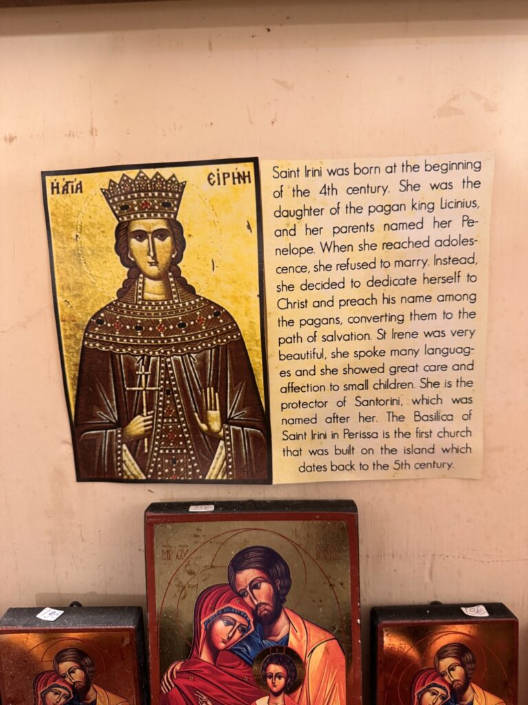 An icon of St. Irene beside a printed account of her life