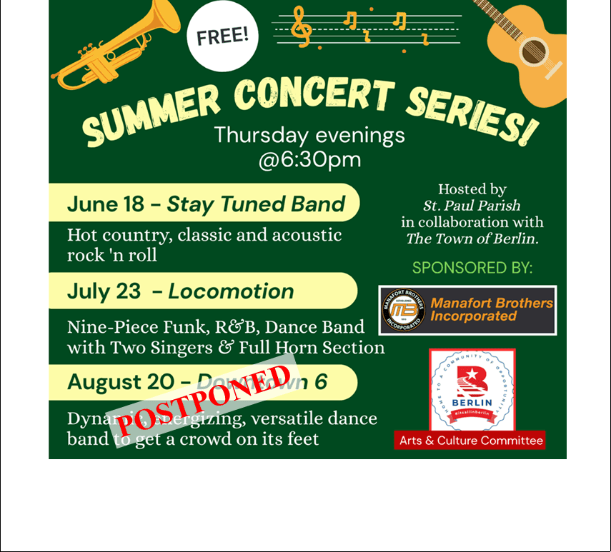 Aug. 20 Concert POSTPONED