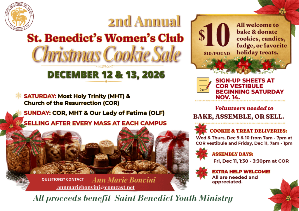 St. Benedict’s Women’s Club Christmas Cookie Sale!