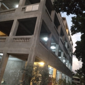 Pere Andre Mitton parish school Haiti completed Jan 2026 lit at dusk