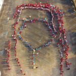 Group of people forming a Rosary image