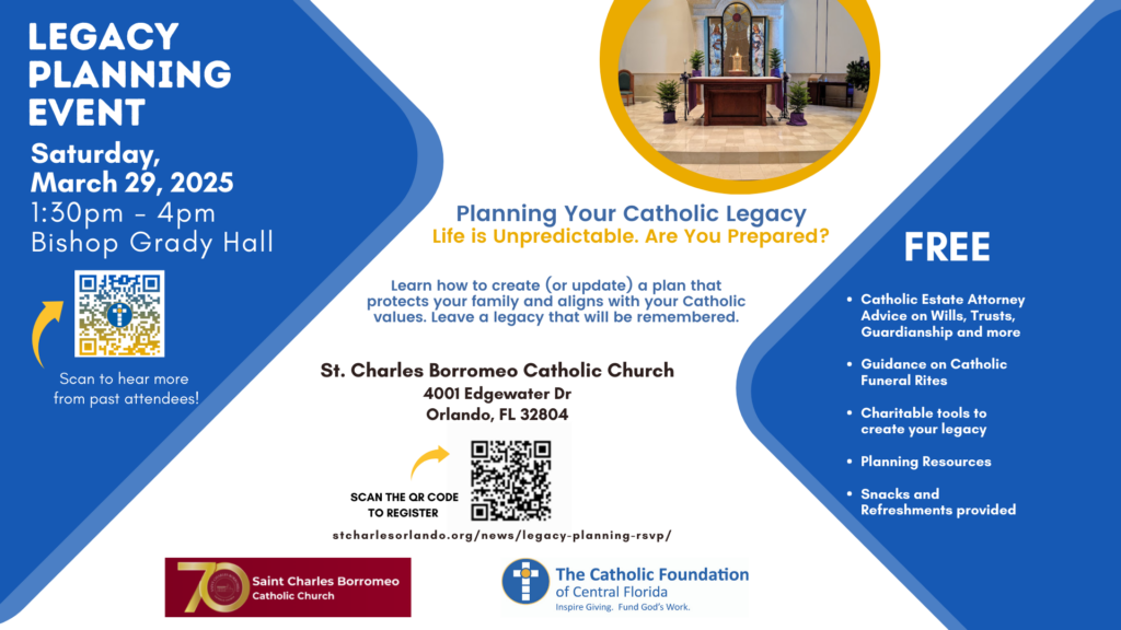 St. Charles Borromeo 3/29 Legacy Planning Seminar