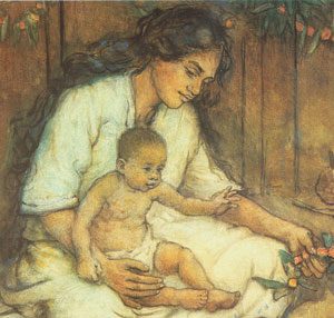 Charles W Bartlett - Hawaiian Mother and Child