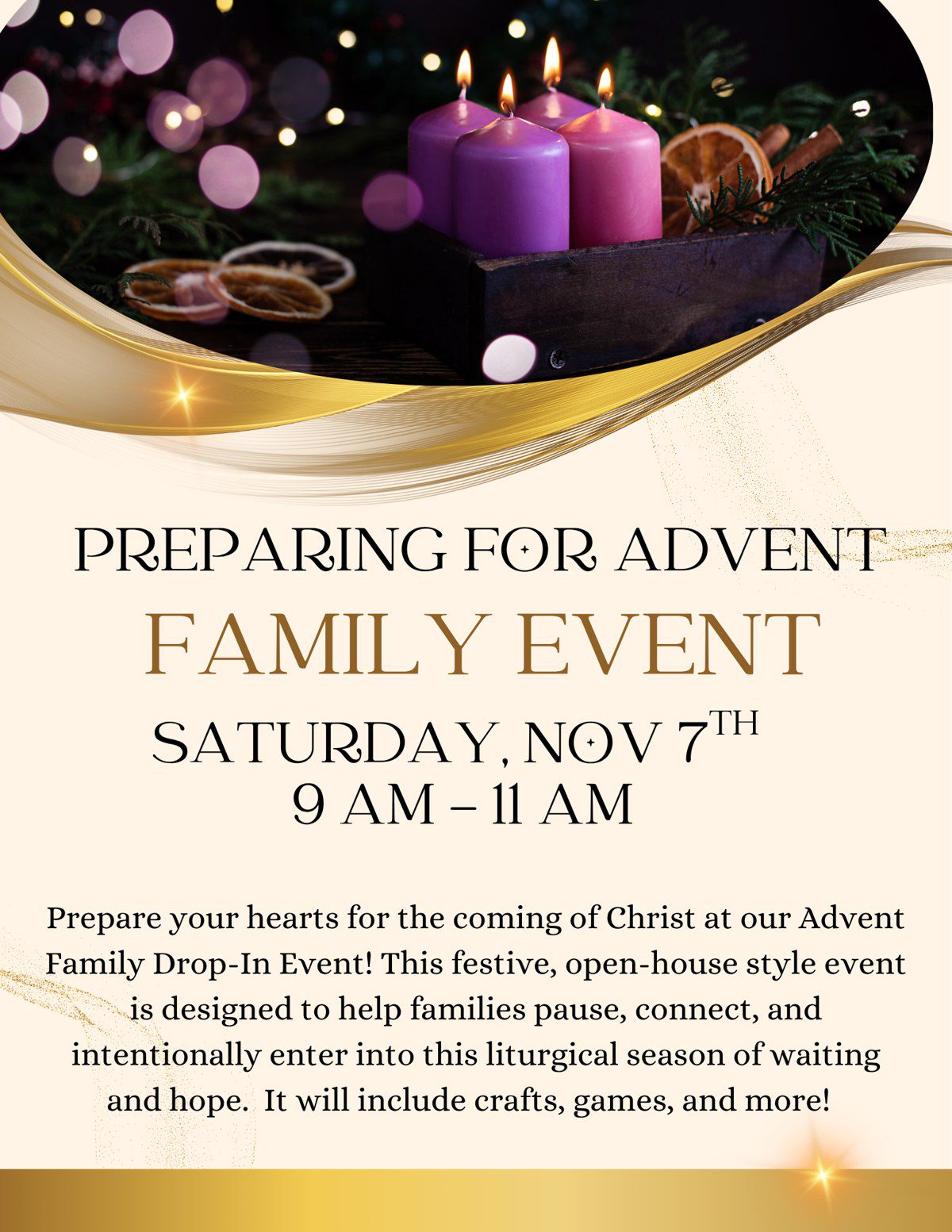 Preparing for Advent Family Event, Saturday, Nov 7, 9-11am