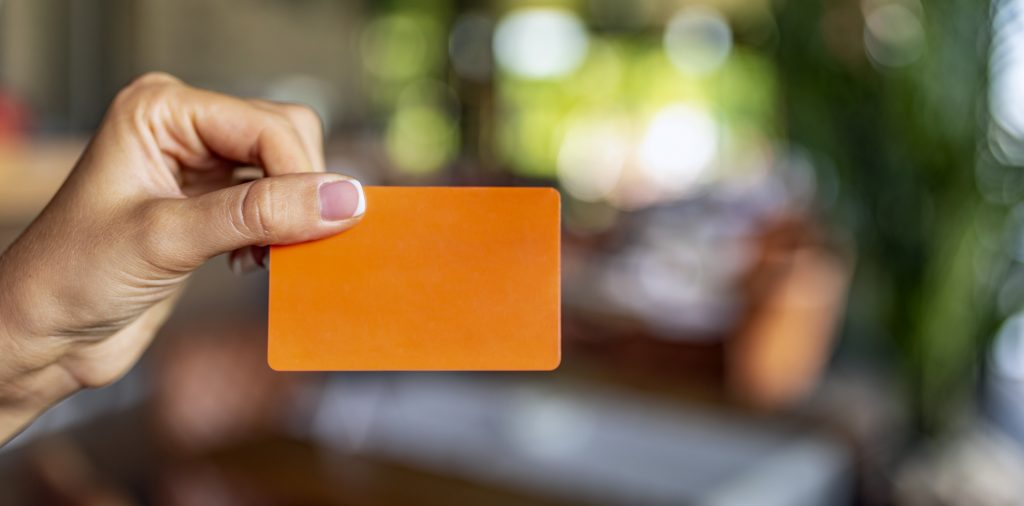Person holding gift card