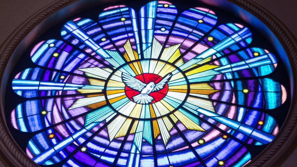 Stained Glass window of Holy Dove