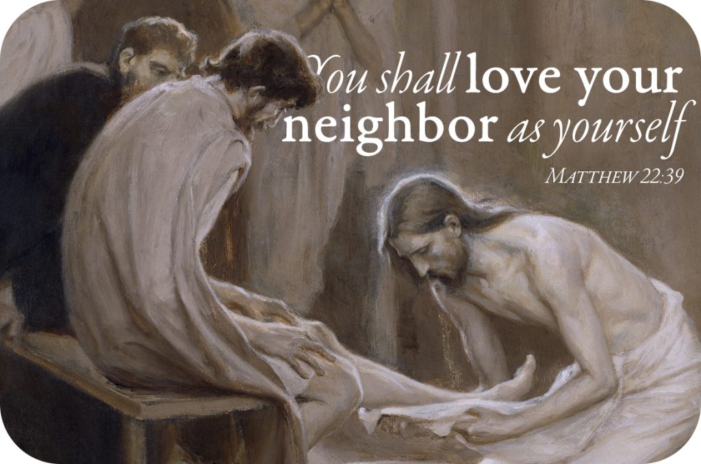 You shall love your neighbor as yourself. Matthew 22:39. Priest, pastor, preacher, sermon, homily, preaching. Sunday gospel reading, Church, Bible, Mass.