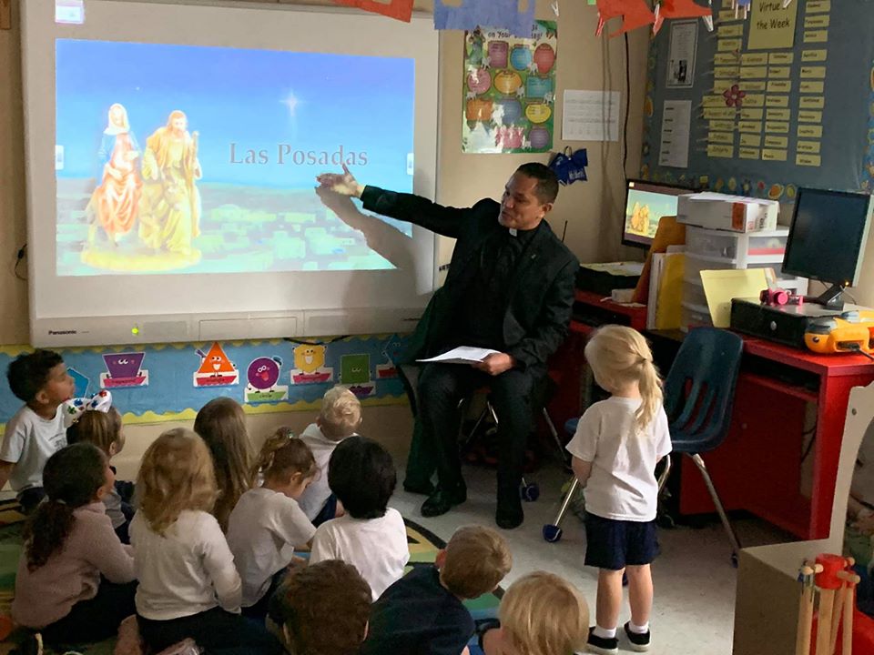 Fr Octavio shared all about Las Posadas with the Pre K today.