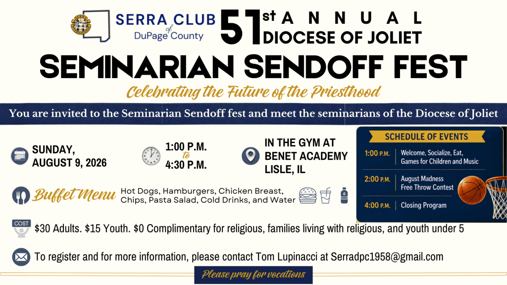 51st Annual Serra Club Seminarian Sendoff Register by 7/29