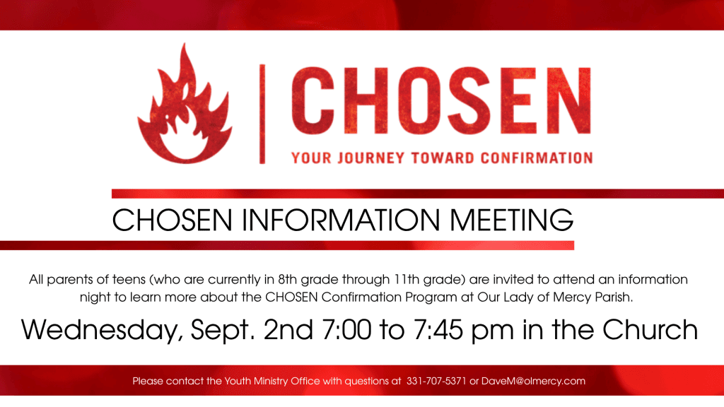 CHOSEN Confirmation – Parent Information Meeting 9/2