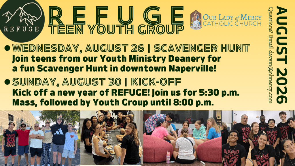 REFUGE Teen Youth Group: August Events 8/26 & 8/30