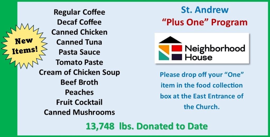 “PLUS ONE” Food Pantry Donations