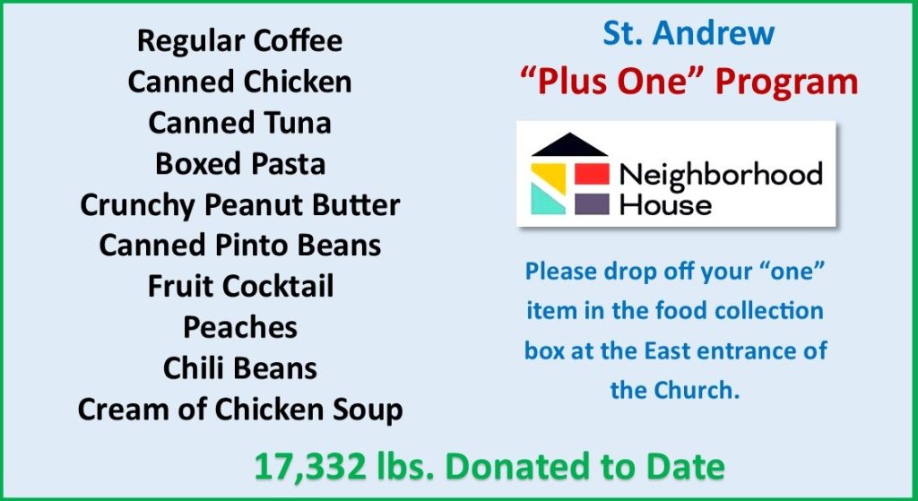 “PLUS ONE” Food Pantry Donations
