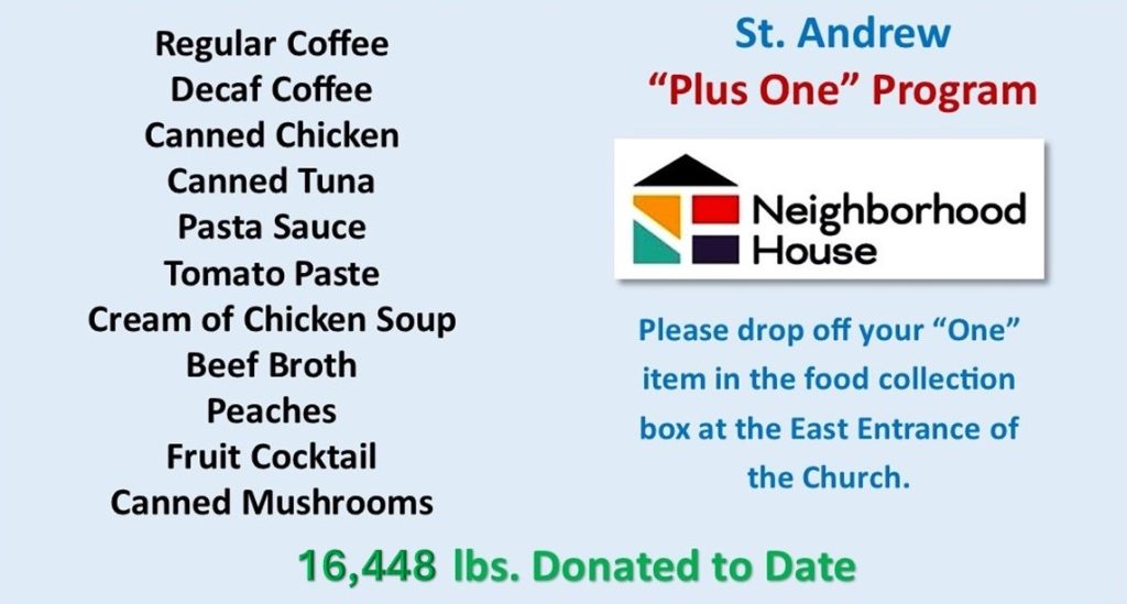 “PLUS ONE” Food Pantry Donations