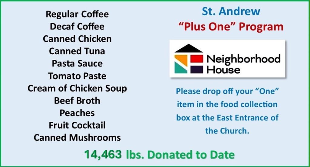 “PLUS ONE” Food Pantry Donations