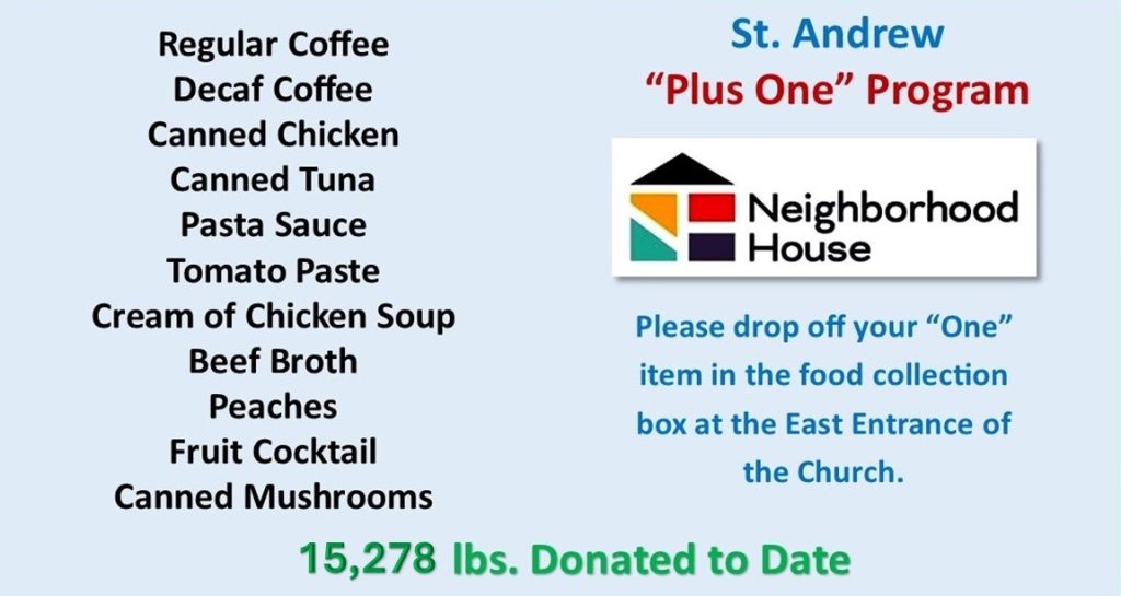 “PLUS ONE” Food Pantry Donations