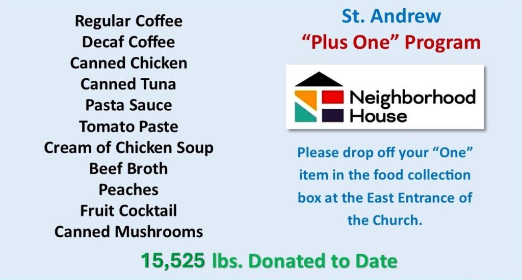 “PLUS ONE” Food Pantry Donations