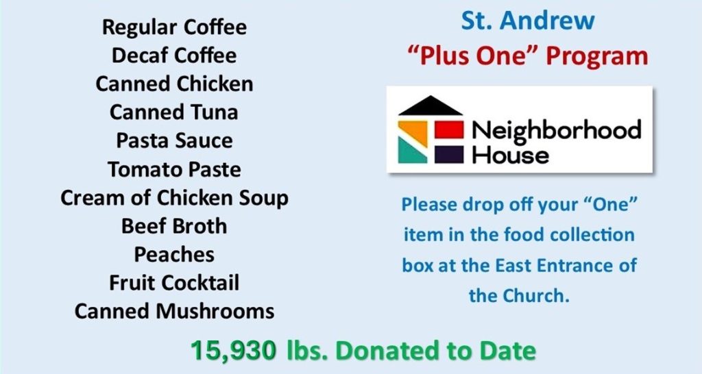 “PLUS ONE” Food Pantry Donations
