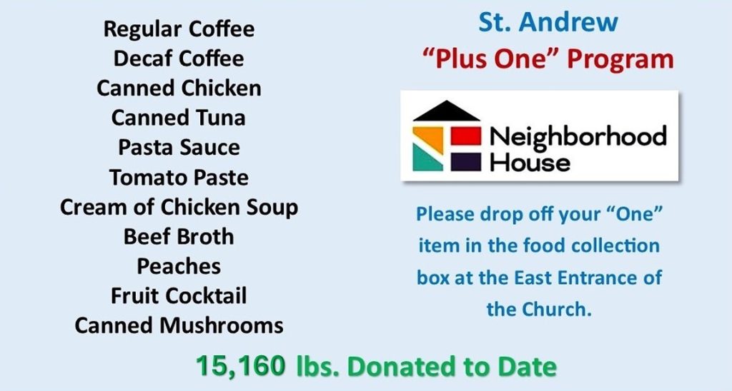 “PLUS ONE” Food Pantry Donations