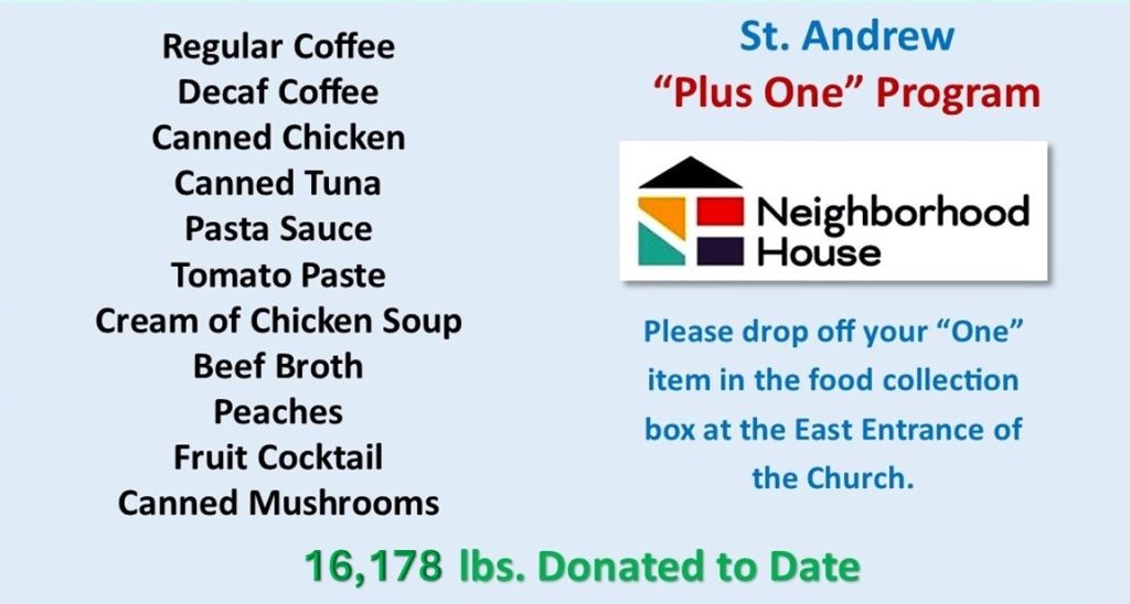 “PLUS ONE” Food Pantry Donations
