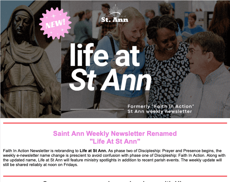 Life at St Ann Newsletter