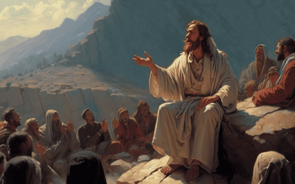Jesus christ teaching on moutain