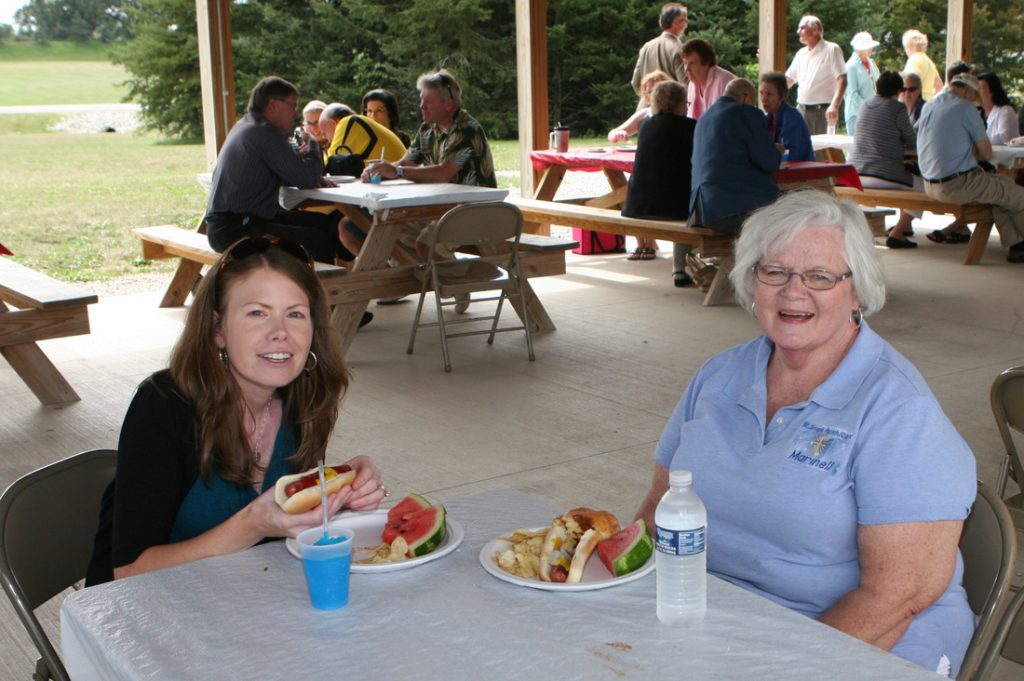 Michelle Hochrein and Marinell High at parish picnic.