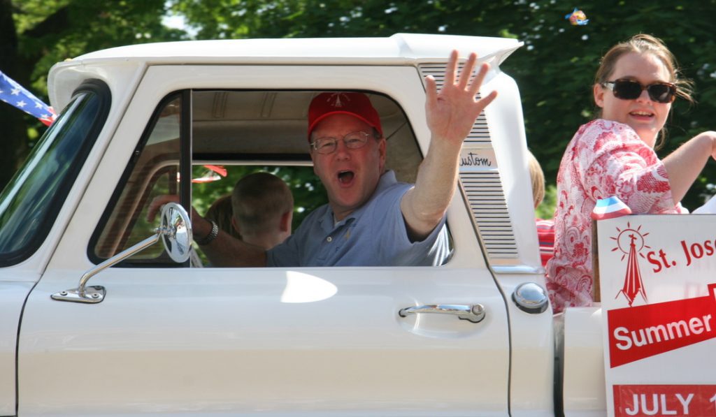 Fr. Brendan drives the Festival float