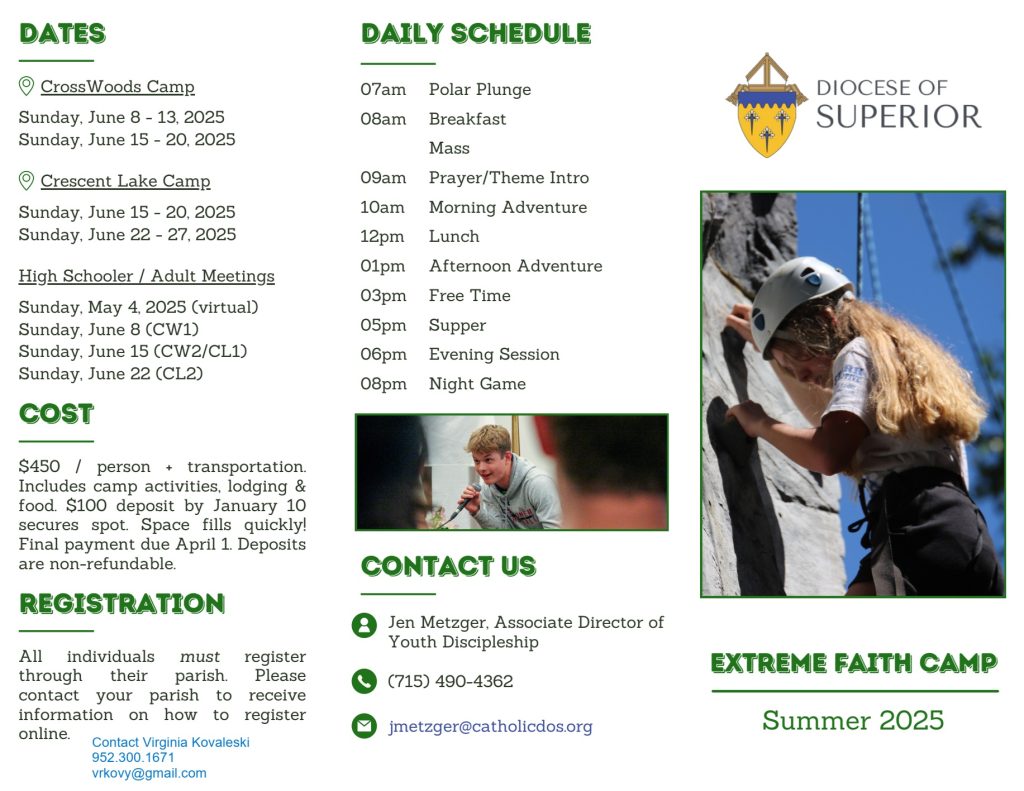 Extreme Faith Camp Schedule