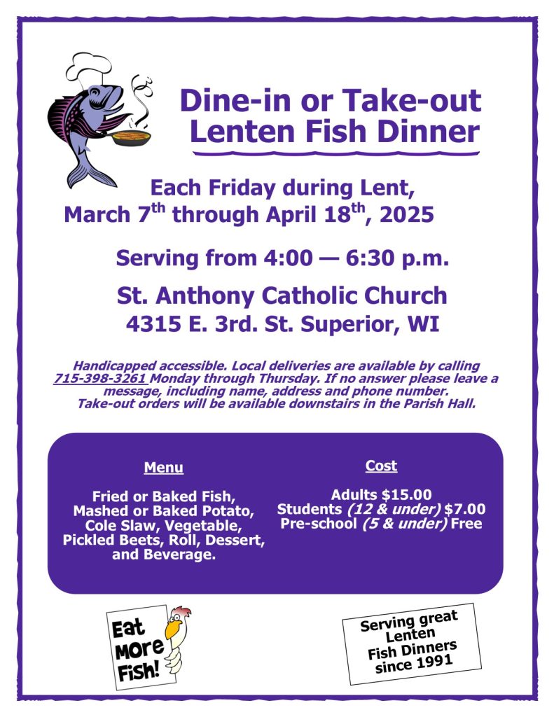 Lenten Fish Dinner flyer