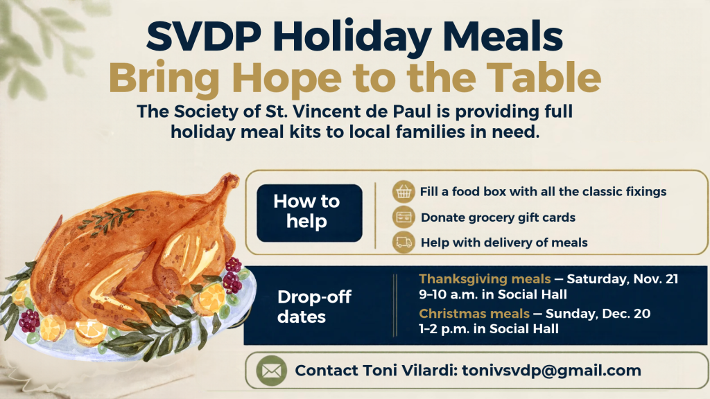 St Vincent de Paul Holiday meals
